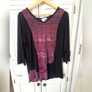 Women's Black and Purple Top XL Patchwok